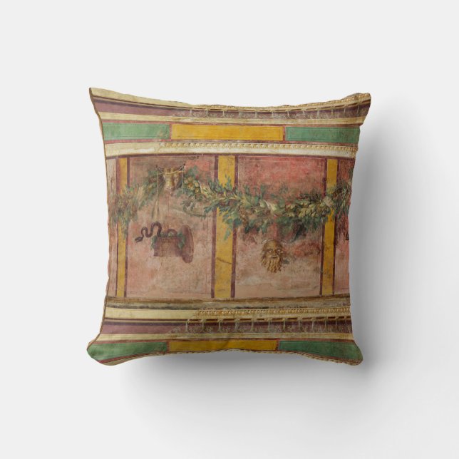 COUSSIN FRESQUE ROMAINE ANTIQUE,MASQUE DE SATYRE,GUIRLANDE (Recto)