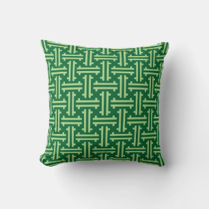 Coussin Fret chinois Art déco, Jade Green