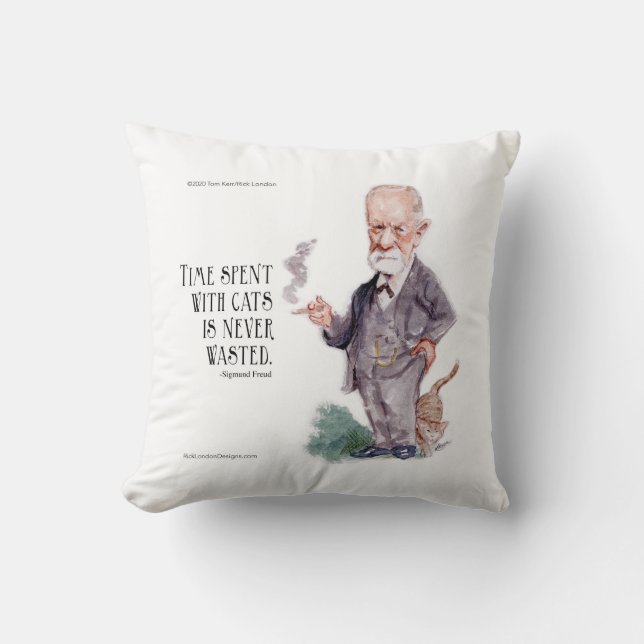 Coussin Freud & Citation sur les chats (Recto)