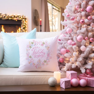 Coussin Friandises pastel Vœux de fêtes sucrés