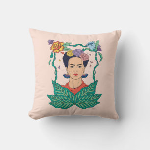 Coussin Frida Kahlo Graphisme du cadre floral