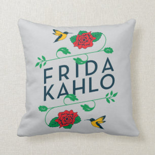 Coussin Frida Kahlo   Typographie florale