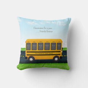 Coussin Friends Forever School Bus avec 12 photos d'élèves