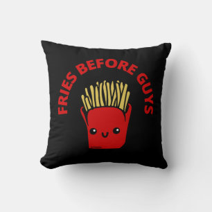 Coussin FRIES AVANT LES GARS drôles frites pun