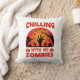 Coussin Frissons avec moi zombies rétro Halloween