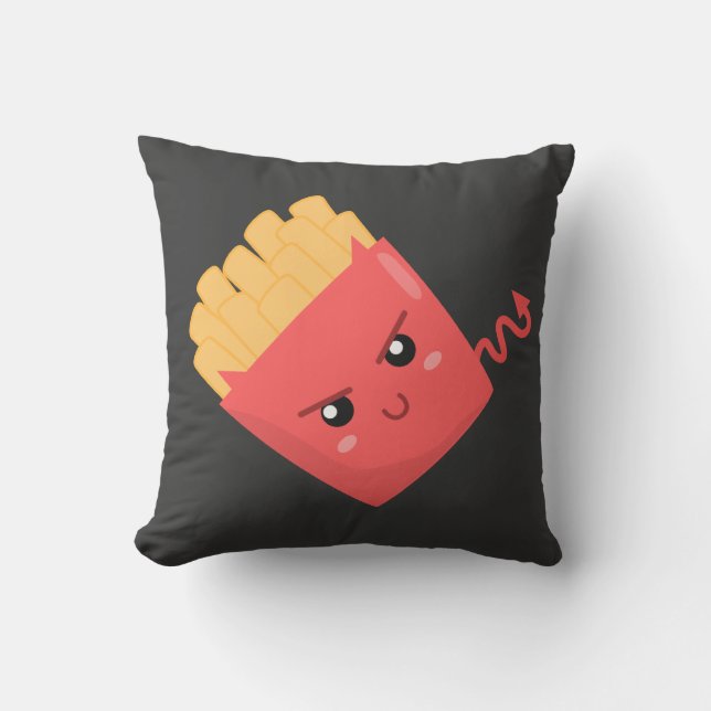 Coussin Frites françaises maléfiques mais Kawaii (Recto)