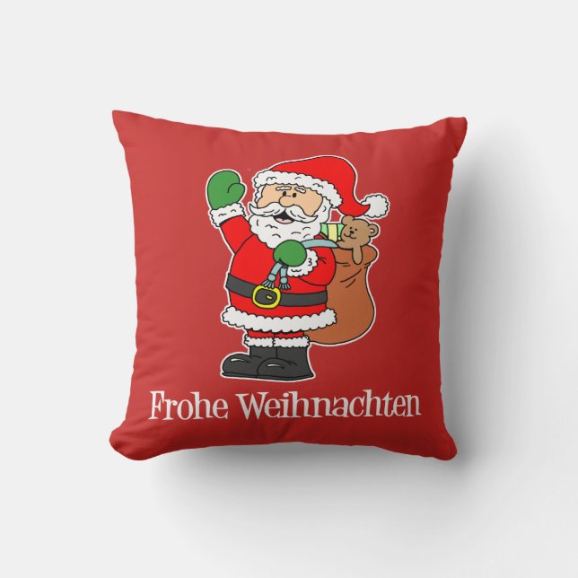 Coussin Frohe Weihnachten Allemagne Noël Père Noël (Recto)