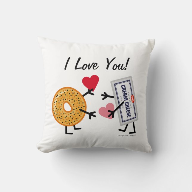 Coussin Fromage de bagel et fondu je t'aime ! Coeurs de (Recto)