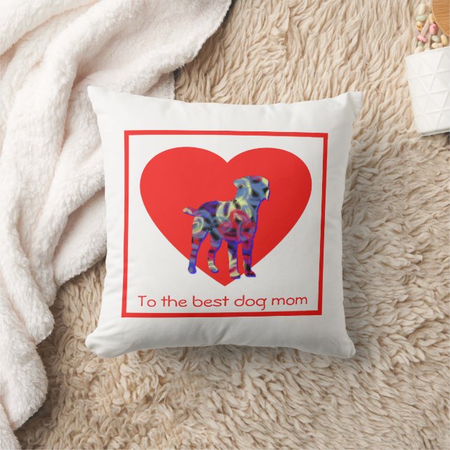 Coussin Frontière Chien de Terrier Coeur rouge Fête des mè (Couverture)