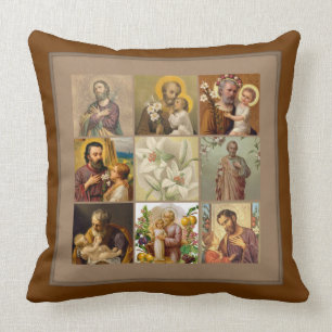Coussin Frontière de brun de collage de Jésus d'enfant de
