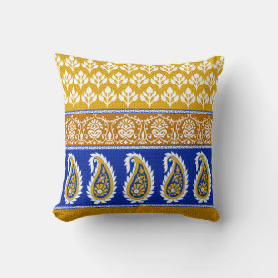 Coussin Frontière traditionnelle indienne paisley