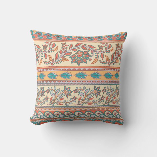 Coussin Frontières florales indiennes Motif sans joint (Recto)