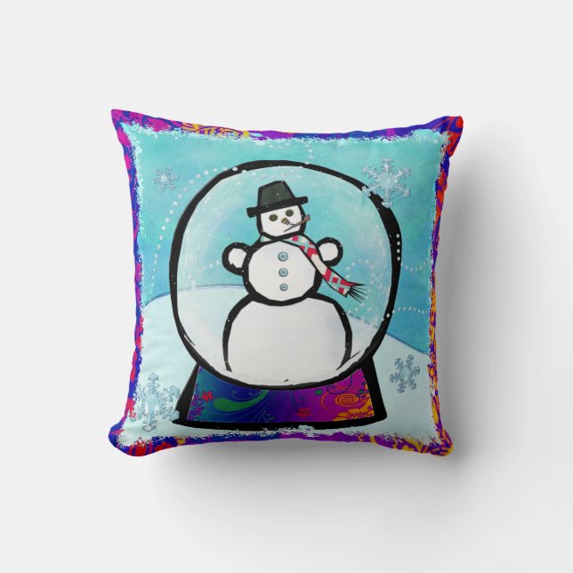 Coussin Frost Man Snow Globe Folk Art (Recto)