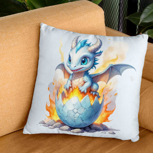 Coussin Frostfire Hatchling Dragon Bleu Fantastique 