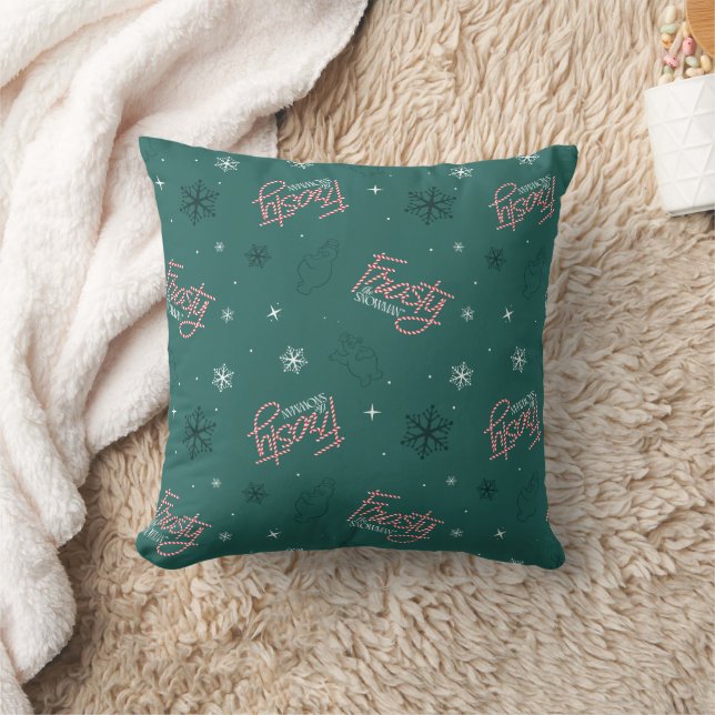 Coussin Frosty Snowman Green Snowflake Motif (Couverture)