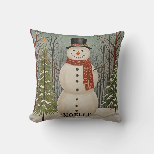 Coussin Frosty's Snowy Scene Noël personnalisé (Recto)