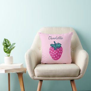 Coussin Fruit aux fraises mûre Nom personnalisé