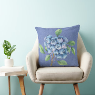Coussin Fruit bleuté sur bleu