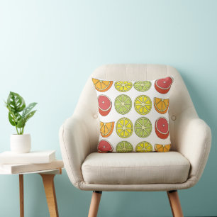 Coussin Fruit Citron Coloré Tropical