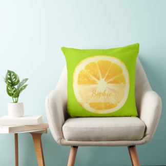 COUSSIN FRUIT DE CITRUS DE CITRUS JAUNE DE SOLEIL CLAIR ET
