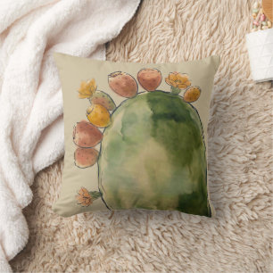 Coussin Fruit de Figuier de Barbarie à l'aquarelle Boho 