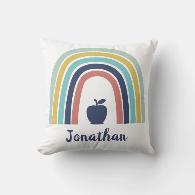 Coussin Fruit de pomme boho moderne personnalisé arc-en-ci (Recto)