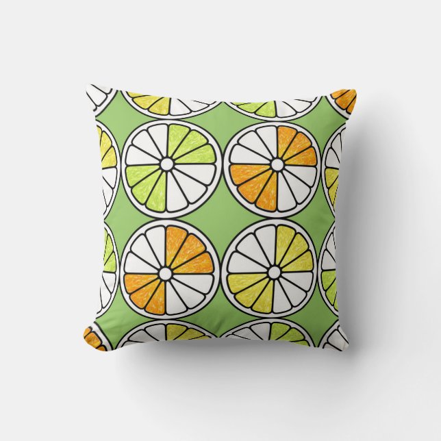 Coussin Fruit De Tranches D'Agrumes, Été Sans Fruit. (Recto)