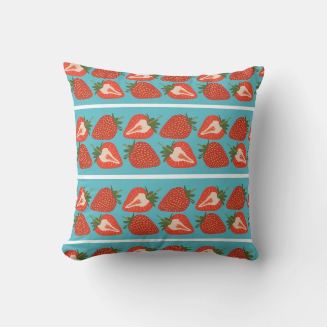 Coussin Fruit fraise : Motif Répété sans couture. (Recto)