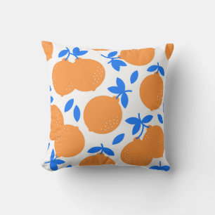 Coussin Fruit orange : Motif exquis bleu-bracelet.