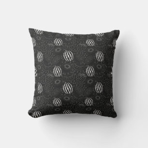 Coussin Fruit sans couture motif noir et blanc Tropical