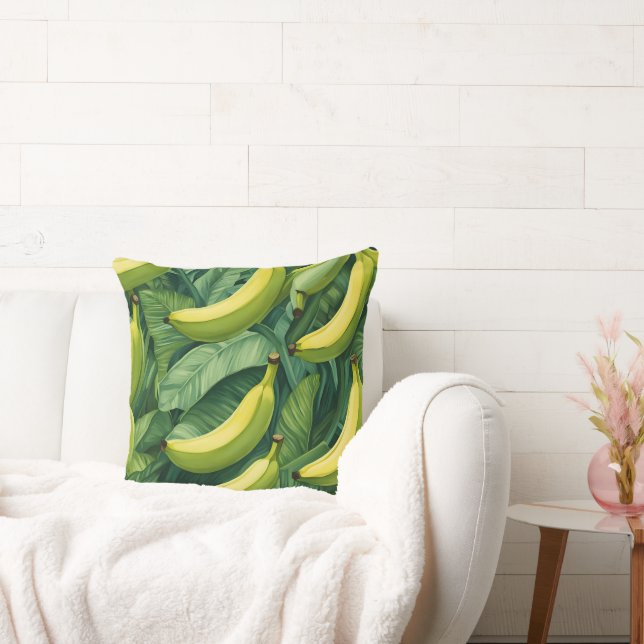 Coussin Fruits de banane et feuilles Humeur tropicale  (Canapé)
