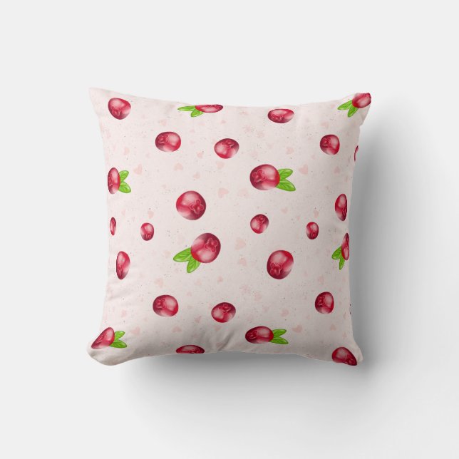 Coussin Fruits de canneberges rouges au coeur (Recto)