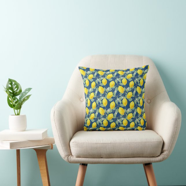 COUSSIN FRUITS DE CITRON DANS UN BLEU CAMPAGNARD (Chaise)