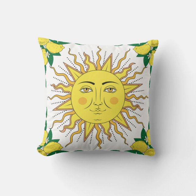 Coussin Fruits de citron tropicaux, Face Soleil. (Recto)