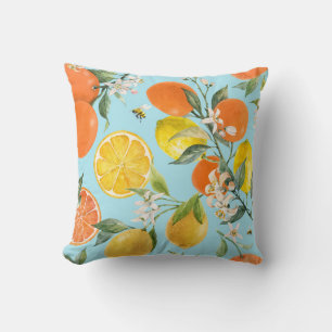 Coussin Fruits de Citronniers à l'Aquarelle : Dessinés à l