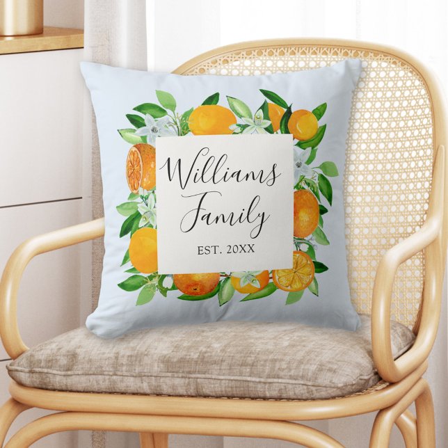 Coussin Fruits et fleurs orange Floral botanique d'été (In situ)