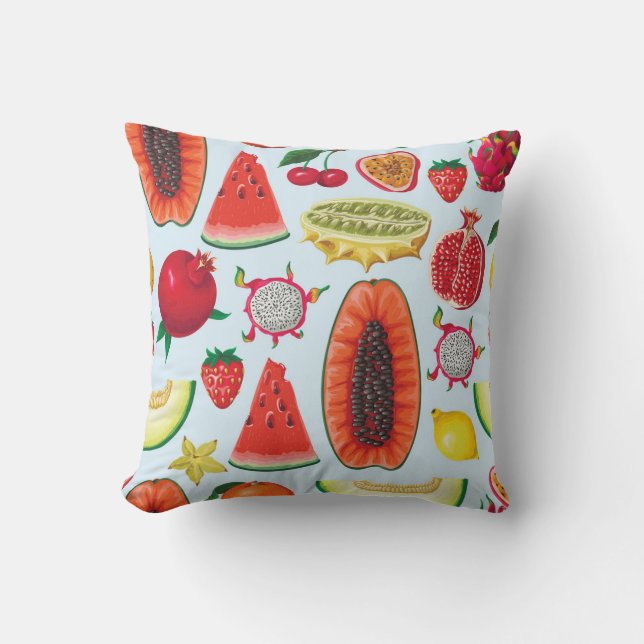 Coussin Fruits Exotiques : Imprimé tendance sans couture. (Recto)