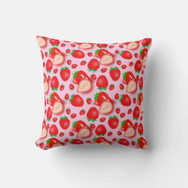 Coussin Fruits fraises en Motif rose (Recto)