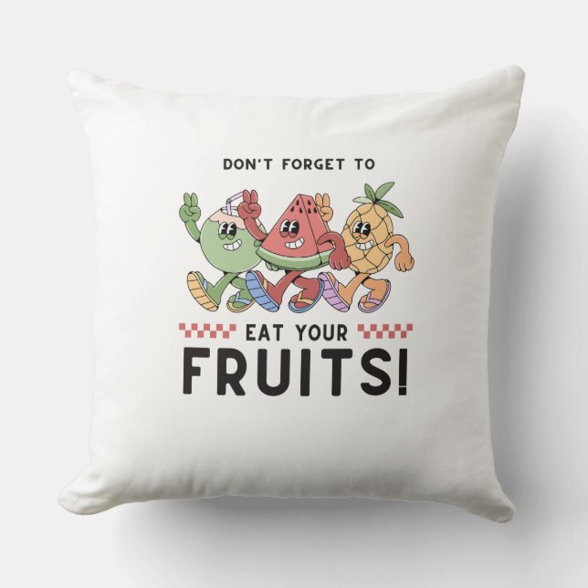 Coussin Fruits Groovy Verts et Orange (Recto)