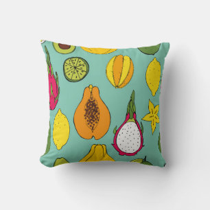 Coussin Fruits. Motif vintage transparent