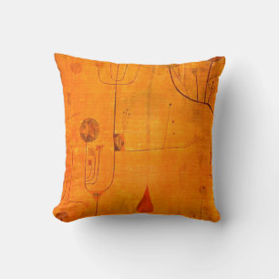 Coussin Fruits sur le rouge, art abstrait de Paul Klee,