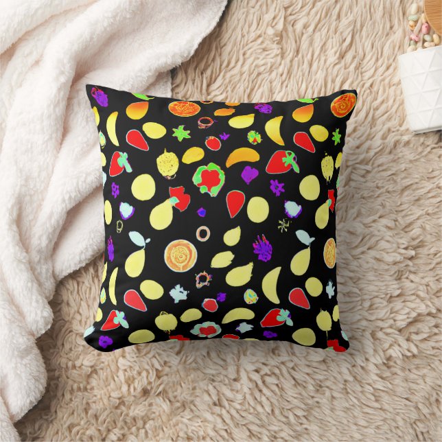 Coussin Fruits tropiques néons éclatés (Couverture)
