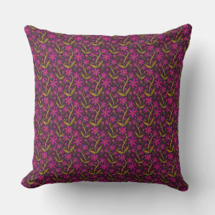 Coussin Fuchsia Dansantes aquarelles marguerites
