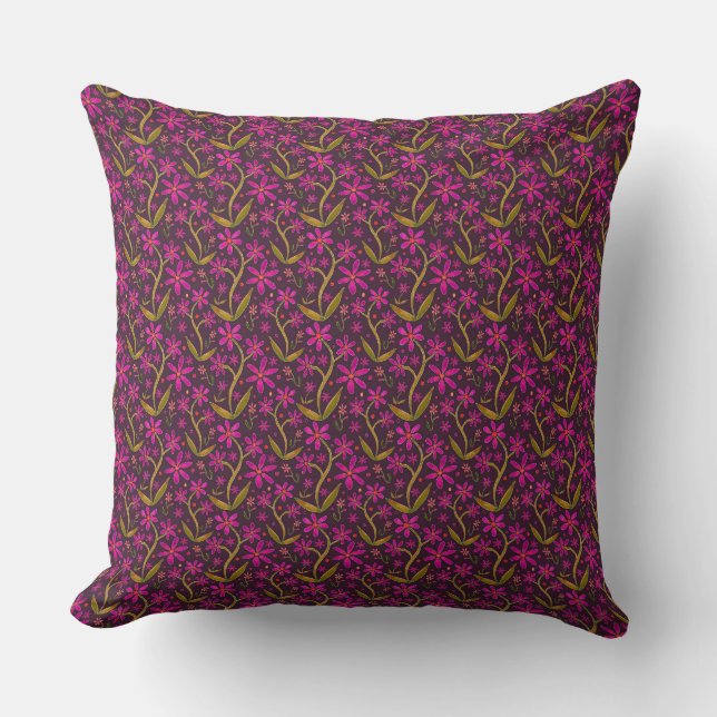 Coussin Fuchsia | Dansantes aquarelles marguerites (Recto)