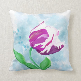 Coussin fuchsia d'aquarelle de tulipe