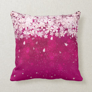 Coussin Fuchsia de fleurs de cerisier de Sakura et fleurs