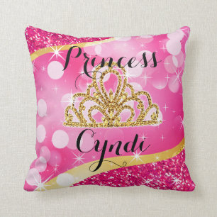 Coussin Fuchsia de princesse Tiara Glitter Bling Bokeh