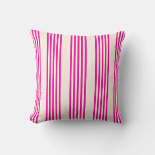 Coussin Fuchsia et beige cinq rayures motif