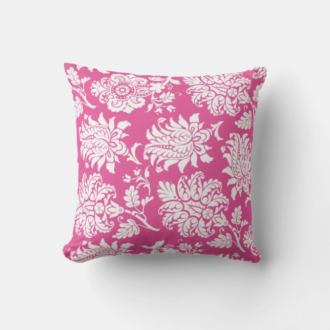 Coussin fuchsia et blanc de damassé (Recto)
