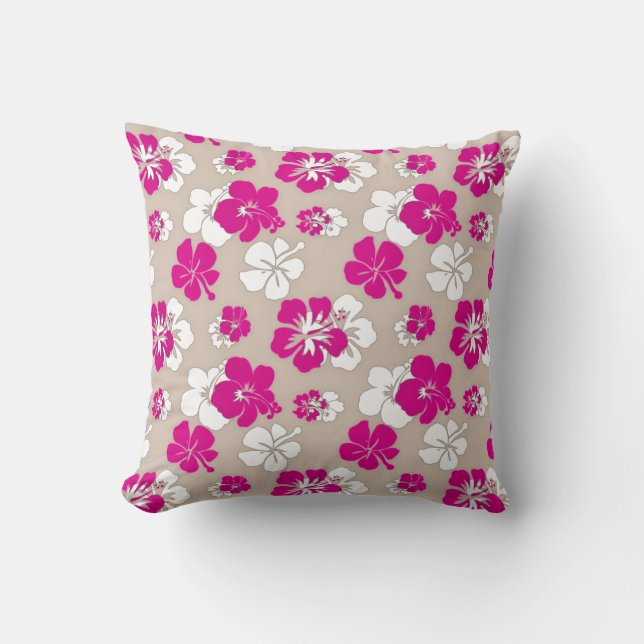 Coussin Fuchsia et Hibiscus du sable (Recto)